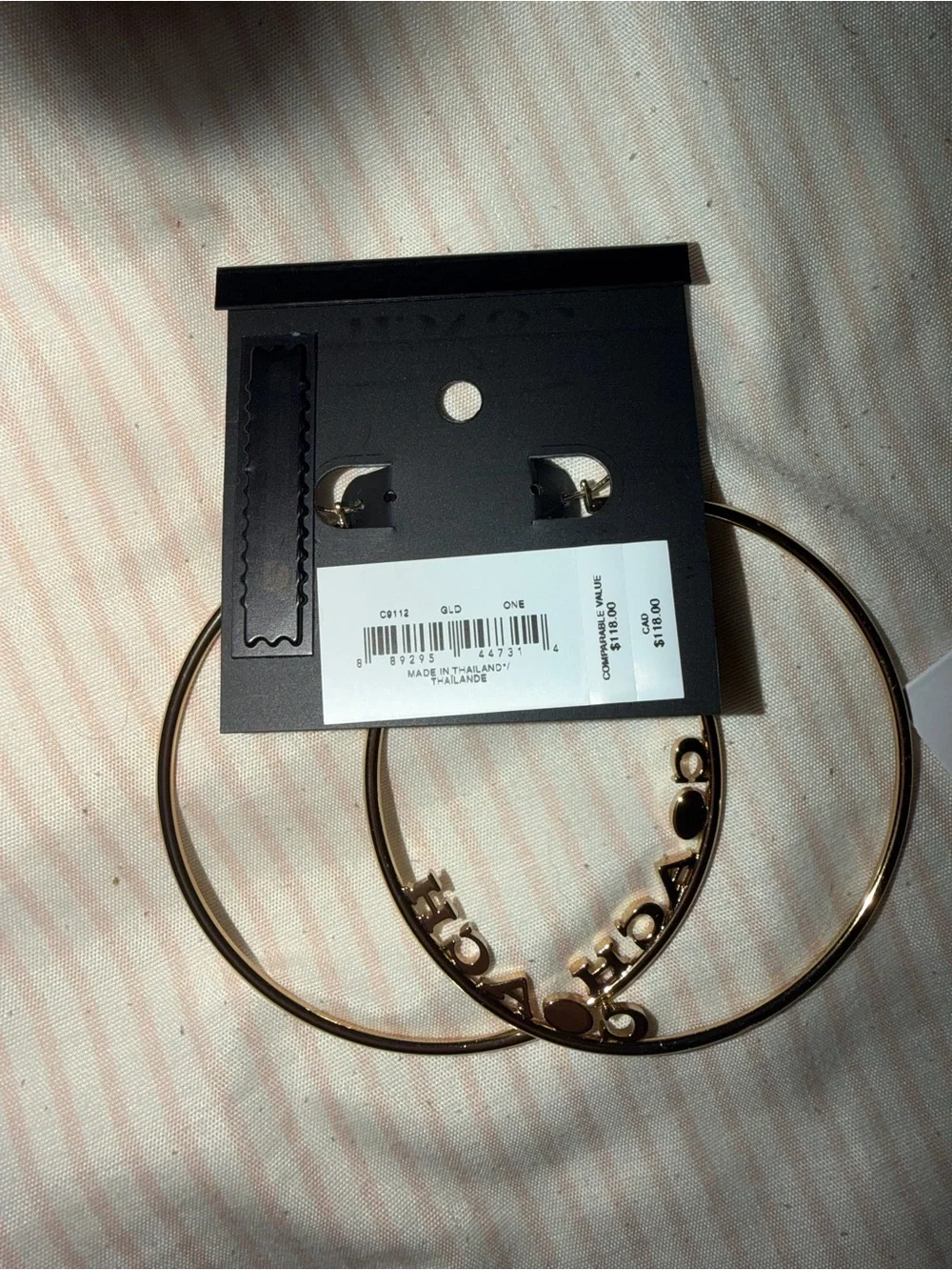 Coach Gold-Tone Logo Hoop Earrings - Picture 2 of 4